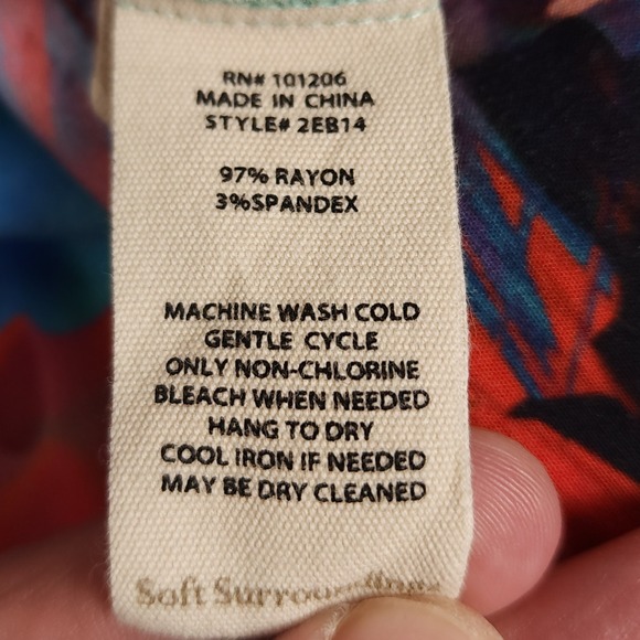 Soft Surroundings‎ Floral Print Kimono Top Oversized Turquoise Orange XL - Picture 7 of 8